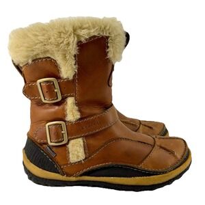 Merrell Taiga Buckle Boots Brown Leather Insulated Side Zip‎ Women's Size 7.5